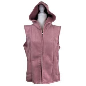 Izod Pink Cozy Vest Fleece Lined Size Large Dusty Rose Fitted Silhouette